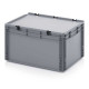 Solid bin AED43.27 with lid and closed handles - 600x400x335 mm